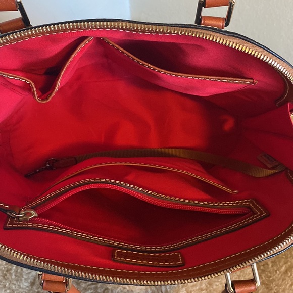 Dooney & Bourke Pebble Grain Zip Zip Satchel in Blue and Brown - Picture 11 of 15